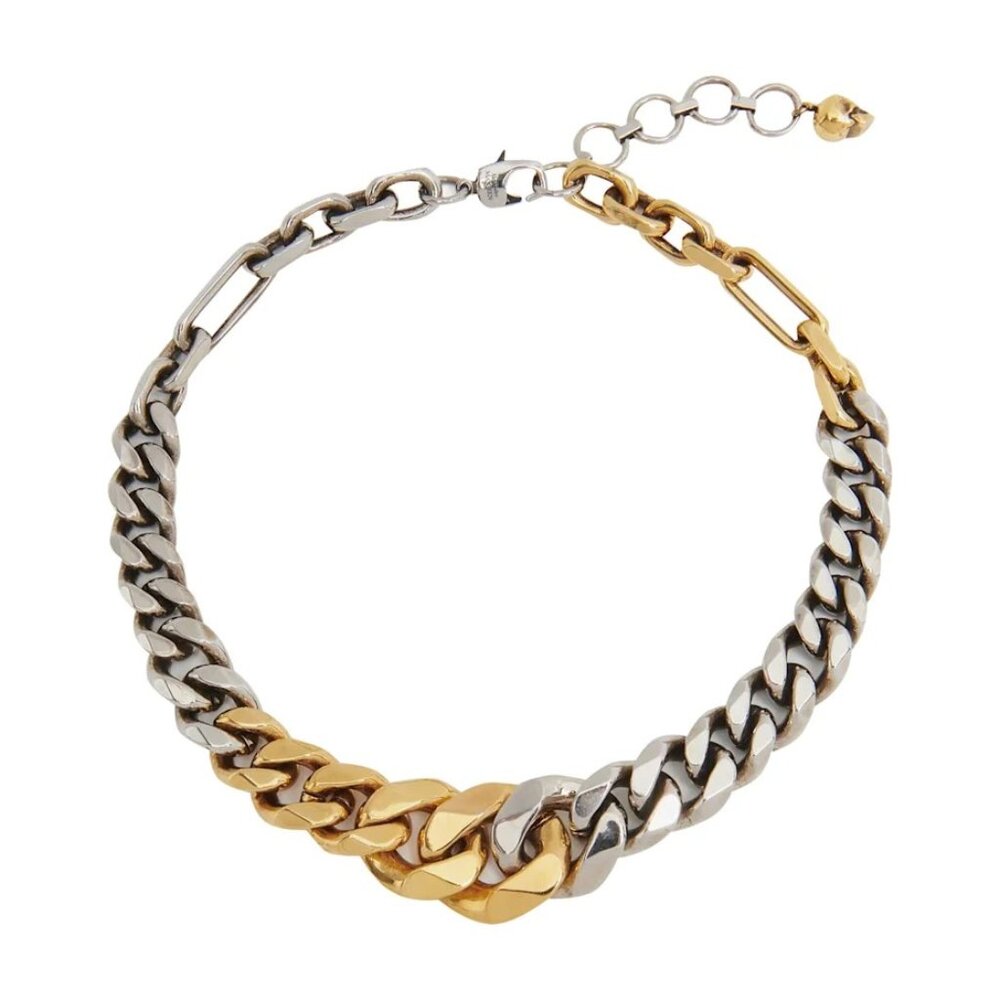 Alexander McQueen Gold Silver Choker Chain Necklace